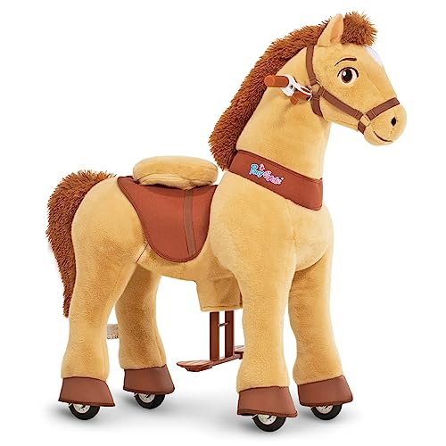 PonyCycle Essentiell Modell E Schaukelpferd auf Rollen Reitpferd für Kinder (Hellbraun Pferd/Größe 4 für Alter 4-8) Kuscheltier Pferd Outdoor Spielzeug - E436 von PonyCycle