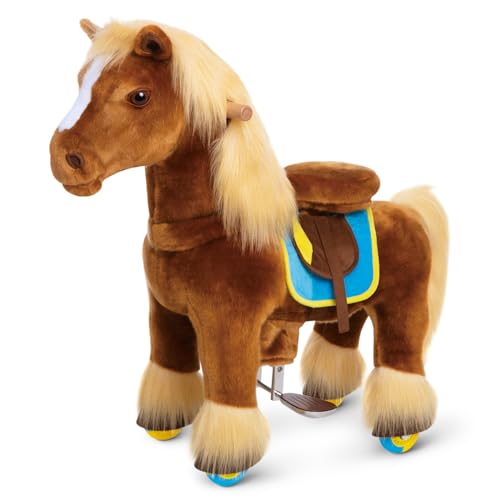 PonyCycle Premium Modell X Reiten Sie auf dem Pferd Kinderroller (mit Bremse/Größe 3 für Alter 3-5) Pferd zum Reiten für Kinder Braunes Pferd X36 von PonyCycle
