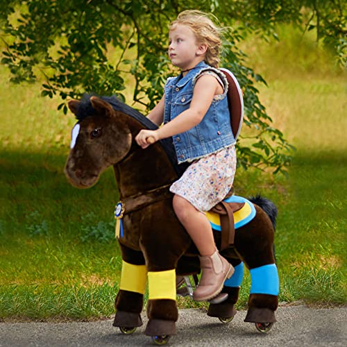 PonyCycle Offizielles Premium Modell K Kinder-Reitspielzeug Keine Batterie Kein Strom, Größe 3 für Alter 3–5 Jahren, Reitpferde Plüschtier Kuscheltier Schokoladenpferd Kleine K35 von PonyCycle