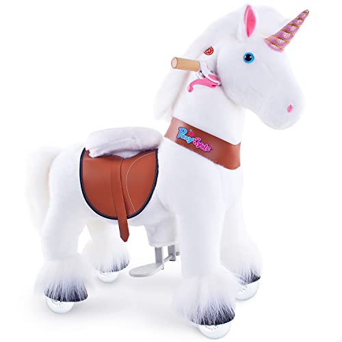 PonyCycle Klassisch Authentisches Einhorn Kinderfahrrad Kinderroller (mit Bremse und Klang/ 76cm Höhe/Größe 3 für Alter 3-4) Pony-Fahrradfahrt auf weißem Einhorn Modell Ux304 von PonyCycle