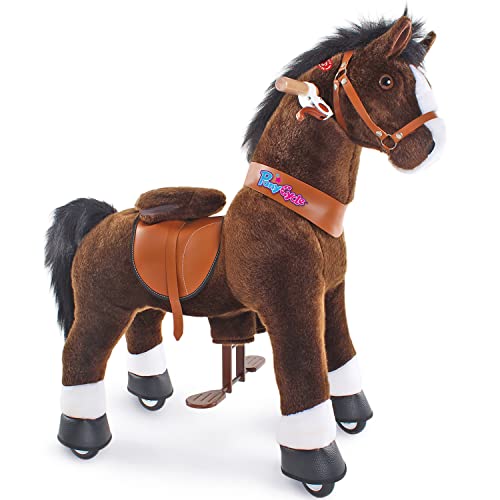 PonyCycle Offizielles authentisches Pferd Kinderreiten auf Spielzeug Kinderroller (mit Bremse und Klang/ 90 cm Höhe/Größe 4 für Alter 4-8) Pony-Fahren schwarzen Stofftier Modell Ux421 von PonyCycle