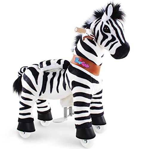 PonyCycle Offizielles Fahrt auf Zebra Kleinkind-Ritt auf Spielzeug (mit Bremse / 76 cm Höhe/Größe 3 für Alter 3-5) Pony Cycle Reiten auf dem Pferd Mechanisches Tierspielzeug Zebra-Modell Ux368 von PonyCycle