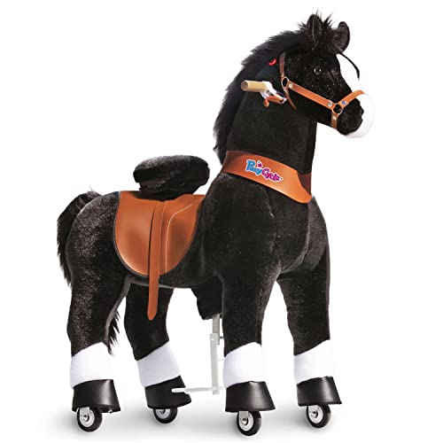 PonyCycle Offizielles Mechanisches Reiten (mit Bremse und Klang/ 108cm Höhe/Max. Belastung 80 kgs/Größe 5 für Alter 7+) Fahrt auf Spielzeug für Kinder Schwarzes Pferd Ux526 von PonyCycle