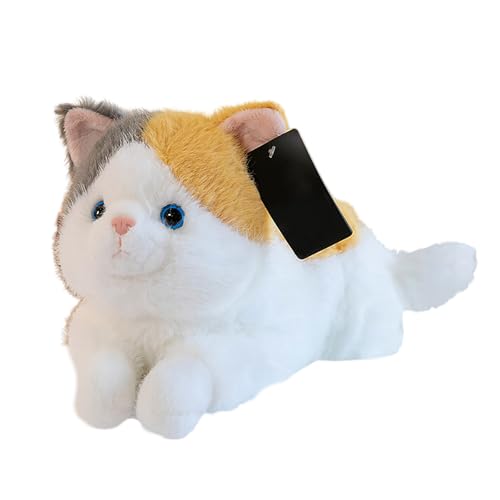 Poo4kark Beschwertes Katzen-Stofftier, realistisches ausgestopftes Katzenspielzeug, Dekokissen, grau, beschwerte Stofftiere für Kinder Erwachsene (45cm) von Poo4kark