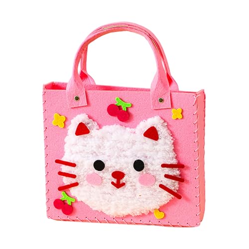 Poo4kark DIY-Stickerei-Puppen-Set, Cartoon-Tier-Näh-Bastelset, Handtaschen-Materialpaket, Holen Sie Sich eine süße Tasche, handgefertigt (A, 24x31x4cm) von Poo4kark