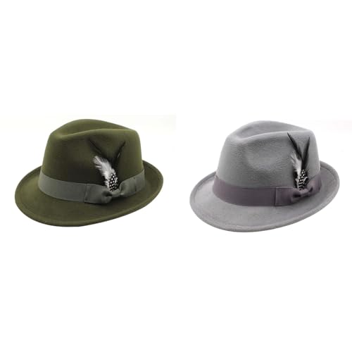 Poo4kark Karneval Trachtenhut Herren für Oktoberfest, Wiesn, Bayerischer Hut, Kopfbedeckung Mit Federn, Volksfest, Mottoparty, Karneval, Jägerhut (2er A, 56-60CM) von Poo4kark
