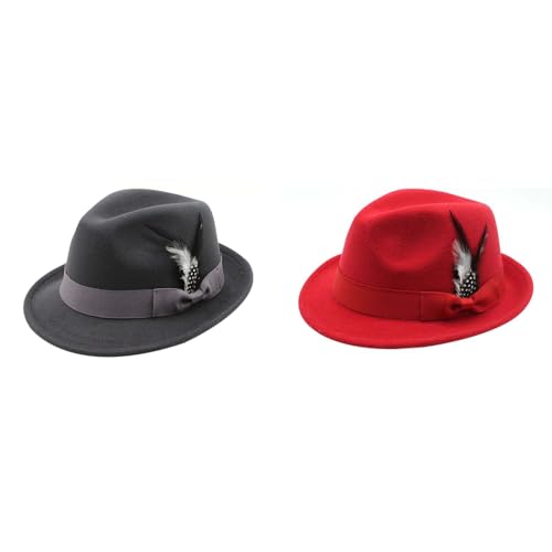 Poo4kark Karneval Trachtenhut Herren für Oktoberfest, Wiesn, Bayerischer Hut, Kopfbedeckung Mit Federn, Volksfest, Mottoparty, Karneval, Jägerhut (2er B, 56-60CM) von Poo4kark
