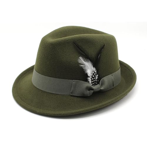 Poo4kark Karneval Trachtenhut Herren für Oktoberfest, Wiesn, Bayerischer Hut, Kopfbedeckung Mit Federn, Volksfest, Mottoparty, Karneval, Jägerhut (Grvn, 56-60CM) von Poo4kark