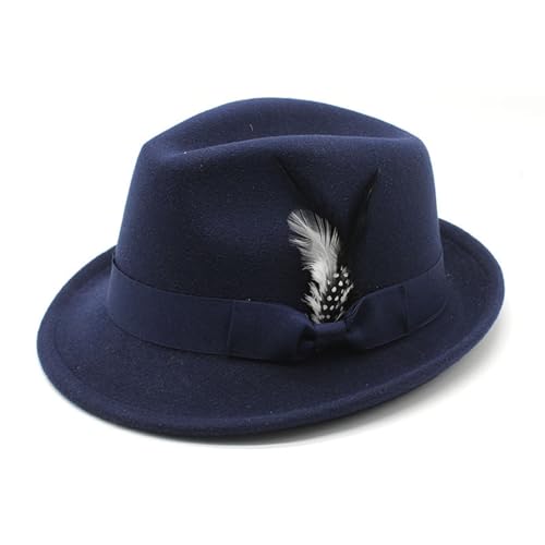 Poo4kark Karneval Trachtenhut Herren für Oktoberfest, Wiesn, Bayerischer Hut, Kopfbedeckung Mit Federn, Volksfest, Mottoparty, Karneval, Jägerhut (Navy, 56-60CM) von Poo4kark