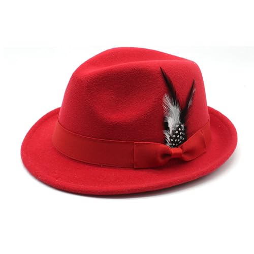Poo4kark Karneval Trachtenhut Herren für Oktoberfest, Wiesn, Bayerischer Hut, Kopfbedeckung Mit Federn, Volksfest, Mottoparty, Karneval, Jägerhut (Rot, 56-60CM) von Poo4kark