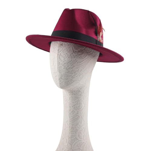 Poo4kark Karneval Trachtenhut Herren für Oktoberfest, Wiesn, Bayerischer Hut, Kopfbedeckung Mit Federn, Volksfest, Mottoparty, Karneval, Jägerhut (Z-Wine, 56-60CM) von Poo4kark