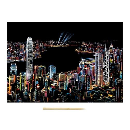 Poo4kark Nightscape Einzigartige DIY Scratch Off Malerei Für Erwachsene Kinder Enthüllen Mit Jedem (B, 40.5x28.5x0.5cm) von Poo4kark