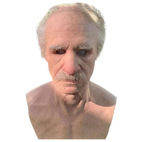Poo4kark Old Man Gesichtsmaske Für Halloween Karneval Cosplay Kostüm Kostüm Party, Realistische Face Cover Vollkopf Gesichtsbedeckung Für Männer Frauen (Old Man, 1:1) von Poo4kark