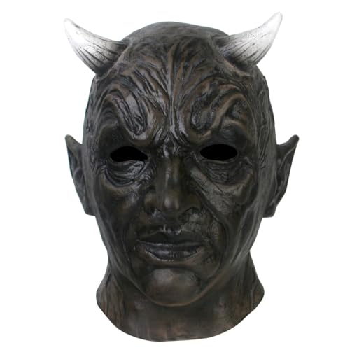 Poo4kark Old Man Gesichtsmaske Für Halloween Karneval Cosplay Kostüm Kostüm Party, Realistische Face Cover Vollkopf Gesichtsbedeckung Für Männer Frauen (Schwarz, 1:1) von Poo4kark