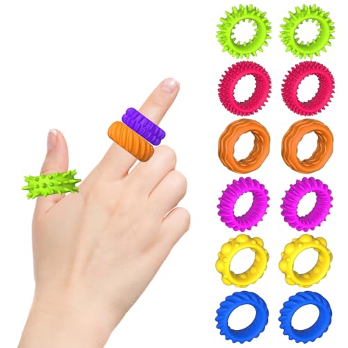 Poo4kark Sensorische Spielzeugringe für Kinder: 12er-Pack strukturierte sensorische Ringe, Stressspielzeug für Kinder mit beruhigender Masse, für Schüler, Klassenzimmerpreise, (Red, 12cmx12cm) von Poo4kark