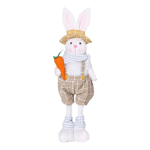 Poo4kark Stoffhasenpuppe, Osterdekorationspuppe, Cartoon-Hasen, Tischdekoration, Osteratmosphäre, Layout-Requisite, Ostern, ausgestopfte Ornamente, abgestuftes Tablett für Figur, (Beige, One Size) von Poo4kark