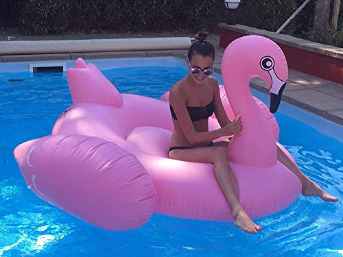 Aufblasbarer Flamingo, riesiges Schwimmtier, Wasserspielzeug in pink, Luftmatratze für den Sommer, Badeinsel, Floß für Pool und Meer, Größe 190x190x100cm von Pool Flamingos