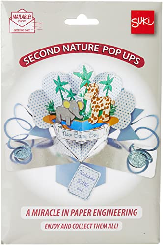 Pop-Up Card 19422 3D Pop Up Gruβkarte Jungle Friends Baby Boy, Grafik, Multicoloured, 13 x 21 x 19 cm von Suki Gifts