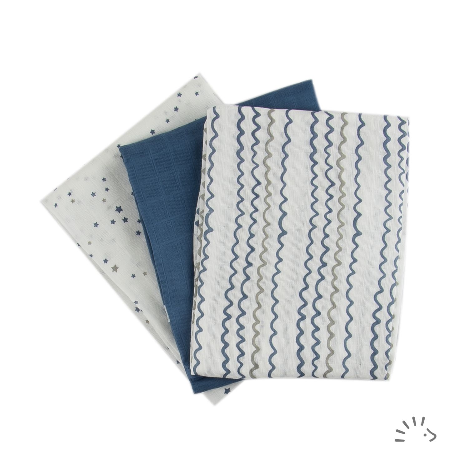 Popolini Mullwindeln 70x70cm - 3 St. (Bio) - Starry Sea von Popolini
