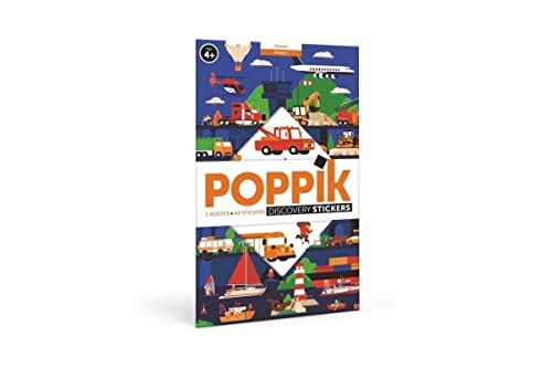 Poppik DIS012 Discovery-Aufkleber, Vroom Vehicles, ab 4 Jahren, lustiges, pädagogisches Poster von Poppik