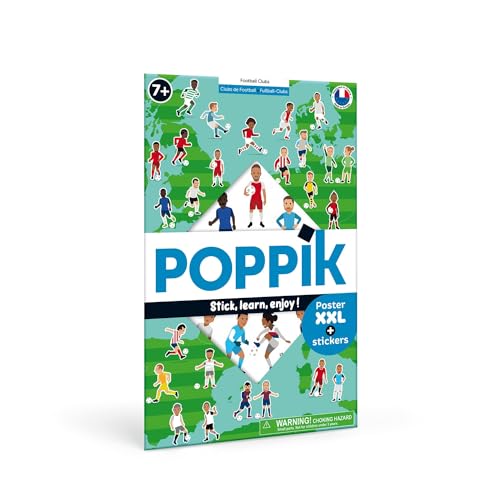 POPPIK 1841076 Sticker-Poster, Fußball, interaktives Lernposter mit Aufklebern, mehrsprachiges Fußballposter, für Kinder ab 7 Jahren, 68 x 100 cm von POPPIK