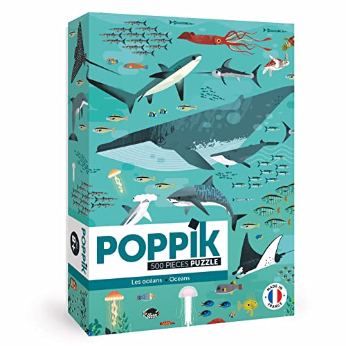 Poppik PUZ07 500 Teile Ozeane Fun Pädagogisches Puzzle für Kinder ab 7 Jahren von Poppik