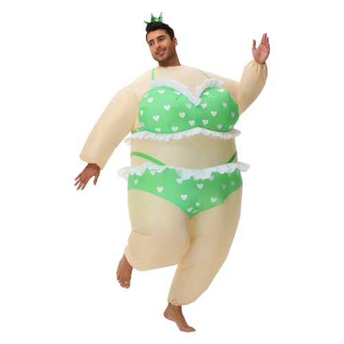 Aufblasbares Ballett-Kostüm für Erwachsene, lustiges aufblasbares Fett-Kostüm mit Krone, Stirnband, Halloween-Party, Rollenspiel (grün) von Poptrend