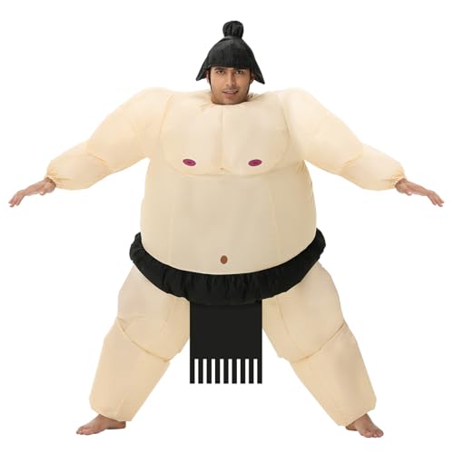 Aufblasbares Sumo-Kostüm, Wrestler-Anzug, Kostüme für Erwachsene und Kinder, lustiger Ganzkörper-Anzug, Halloween-Party, fetter Anzug (Erwachsene) von Poptrend