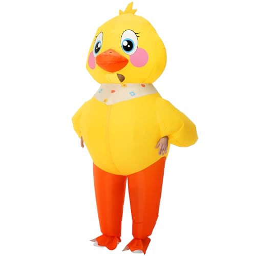 Poptrend Aufblasbare Kostüm Gelb Ente Kostüm, Halloween Aufblasbares Ente Kostüme Fahrkostüm aufblasbares Entenkostüm für Erwachsene Kinder (Erwachsener) von Poptrend