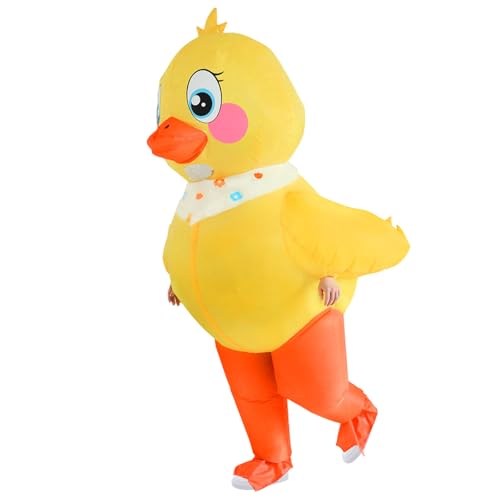 Poptrend Aufblasbare Kostüm Gelb Ente Kostüm, Halloween Aufblasbares Ente Kostüme Fahrkostüm aufblasbares Entenkostüm für Erwachsene Kinder (Kind) von Poptrend