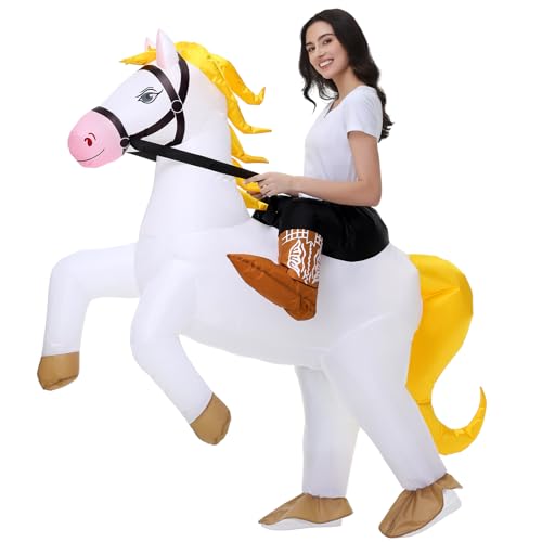 Poptrend Aufblasbare Pferd Kostüme, Aufblaskostüm für Erwachsene, Männer und Frauen, Halloween-Kostüme, Reitkostüm, aufblasbares Kostüm für Kinder, Cosplay-Party (Erwachsene) von Poptrend