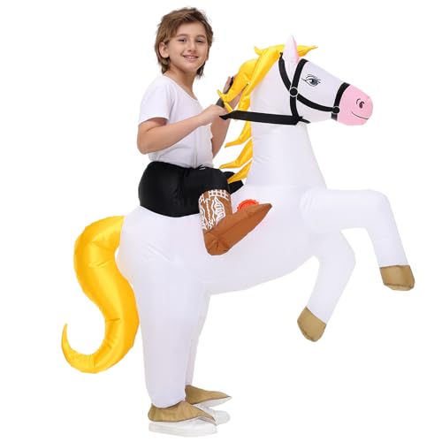 Poptrend Aufblasbare Pferd Kostüme, Aufblaskostüm für Erwachsene, Männer und Frauen, Halloween-Kostüme, Reitkostüm, aufblasbares Kostüm für Kinder, Cosplay-Party (Kinder) von Poptrend