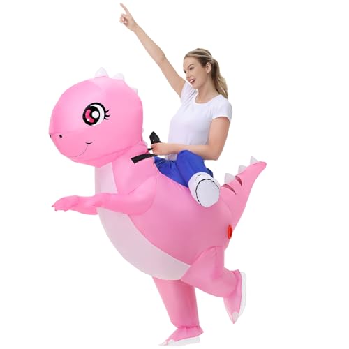 Aufblasbare Dinosaurier Kostüm für Erwachsene Kinder, lustiges Aufblaskostüm Dinosaurier zum Aufsitzen, Halloween Dinosaurier Kostüme für Damen Herren, Urlaubsparty Cosplay Kostüme (Erwachsene) von Poptrend