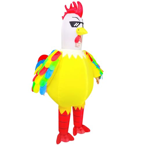 Poptrend Aufblasbares Huhn-Kostüm, aufblasbares Huhn-Kostüm für Erwachsene, Damen, Herren, Halloween-Kostüm, Huhn, aufblasbares Kostüm für Kinder, Cosplay-Party (Erwachsene) von Poptrend