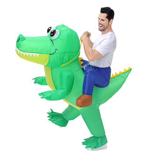 Poptrend Aufblasbares Krokodil-Kostüm für Erwachsene und Kinder, lustig, realistisch, aufblasbar, Halloween, Cosplay, für Damen und Herren (Erwachsene) von Poptrend