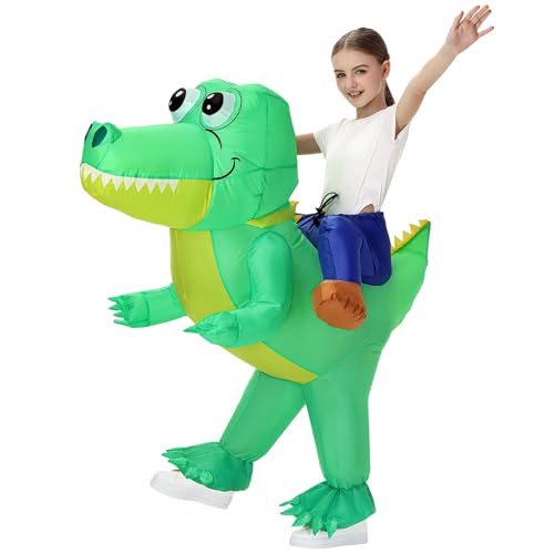 Poptrend Aufblasbares Krokodil-Kostüm für Erwachsene und Kinder, lustig, realistisch, aufblasbar, Halloween, Cosplay, für Damen und Herren (Kinder) von Poptrend