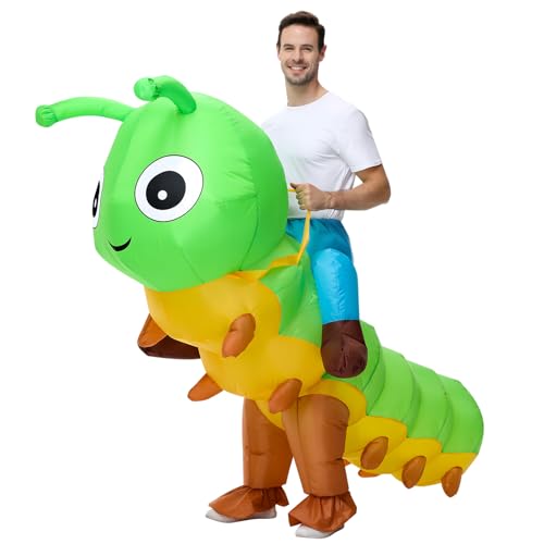 Poptrend Aufblasbares Raupen-Kostüm für Erwachsene und Kinder, aufblasbares Raupen-Kostüm, Halloween-Kostüm, für Herren und Damen, lustiges Party-Kostüm (Erwachsene) von Poptrend