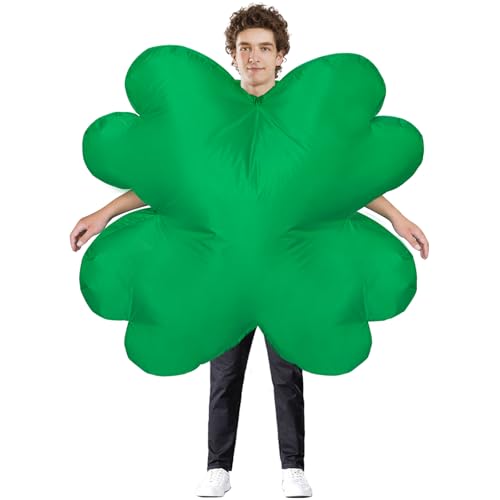 St. Patrick's Day Kostüm, aufblasbares Kleeblatt-Kostüm, für Erwachsene, Herren, Damen, grüner Kobold, Kleeblatt, aufblasbares Kostüm, Anzug, lustiges Kostüm, Party, Cosplay von Poptrend