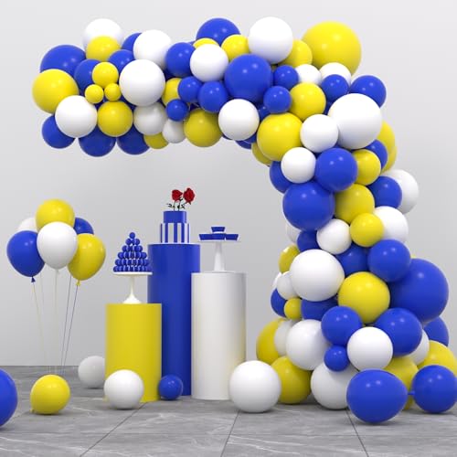 139 blaue und gelbe Ballongirlanden-Set, königsblaue und gelbe Ballons für Geburtstage, Hochzeiten, Babypartys, Abschlussfeiern, Jahrestage, Junggesellinnenabschiede, Verlobungsdekoration von PopularLdo
