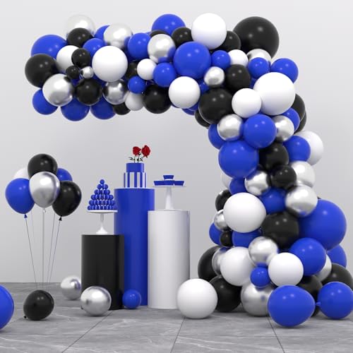 127 blau-schwarz-weiß-silberne Ballongirlande, königsblau-weiß-schwarze Ballons, metallisch-silberne Ballons für Jungengeburtstag, Babyparty, Weltraum-Videospiel, Abschlussfeier-Dekoration 127 blau-schwarz-weiß-silberne Ballongirlande, königsblau-weiß-schwarze Ballons, metallisch-silberne Ballons für Jungengeburtstag, Babyparty, Weltraum-Videospiel, Abschlussfeier-Dekoration von PopularLdo