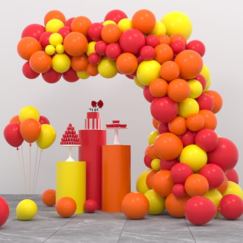 Rot Gelb Orange Ballon Girlande Bogen Kit - 122PCS Orange Gelb Rot Ballons für Feuerwehr Thema Geburtstag Hochzeit Baby Braut Dusche Graduierung Snniversary Feuerwehrmann Party Hintergrund Dekoration von PopularLdo