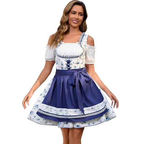Populus 2-teiliges dunkelblaues Oktoberfest Dirndl Kleid Kostüm für Damen Deutsche Traditionelle Bayerische Outfits Accessoires mit Schürze Populus 2-teiliges dunkelblaues Oktoberfest Dirndl Kleid Kostüm für Damen Deutsche Traditionelle Bayerische Outfits Accessoires mit Schürze von Populus