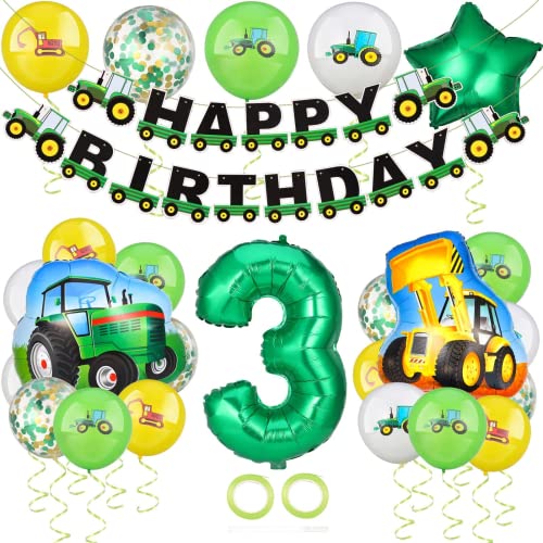 Popuppe Kindergeburtstag Deko, Geburtstagsdeko Jungen 3 Jahre, Kinder Geburtstag Party Dekoration Set Mit Traktor Luftballon, Bagger Luftballon, Happy Birthday Banner Popuppe Kindergeburtstag Deko, Geburtstagsdeko Jungen 3 Jahre, Kinder Geburtstag Party Dekoration Set Mit Traktor Luftballon, Bagger Luftballon, Happy Birthday Banner von Popuppe