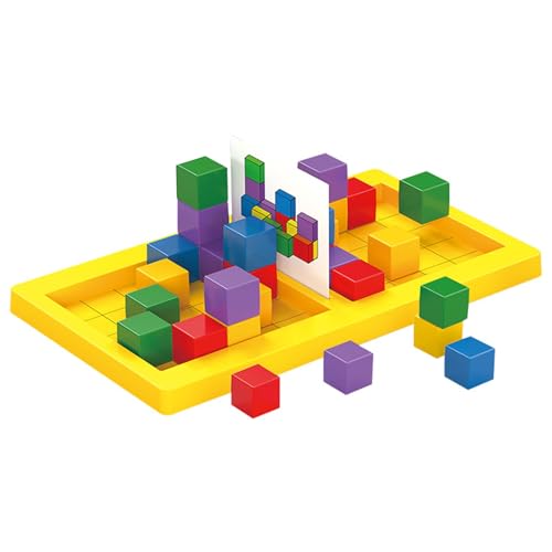 Porceosy 2 Spieler Battle Cube Spiel Kinder Denkaufgabe Kinder Baustein Geometrisches Stapeln Passendes Eltern-Kind-Interaktives Brett Lernspielzeug für Gelb von Porceosy