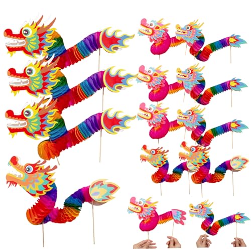 12pcs chinesisches Neujahr Dragon 4 Styles 3D Paper Dragon Puppet DIY Stretchable Neujahrshandwerk für Kinder Spring Festival Party 12pcs chinesisches Neujahr Dragon 4 Styles 3D Paper Dragon Puppet DIY Stretchable Neujahrshandwerk für Kinder Spring Festival Party von Porgeel