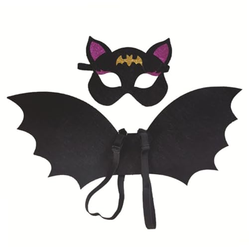 2pcs/Set Kids Halloween Kostüm Non Tovens Fledermaus halbe Gesichtsmaske Fledermaus Halloween Kostüme für Cosplay Party von Porgeel