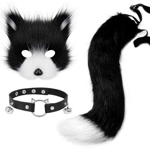 3pcs/Set Fox Maske und Tail Set Pelry Fox Kostüm enthält eine flauschige Maske, Pfotenhandschuhe & Choker Colar Therian Stuff Halloween Kostüm für Kostüme Party Cosplay 3pcs/Set Fox Maske und Tail Set Pelry Fox Kostüm enthält eine flauschige Maske, Pfotenhandschuhe & Choker Colar Therian Stuff Halloween Kostüm für Kostüme Party Cosplay von Porgeel