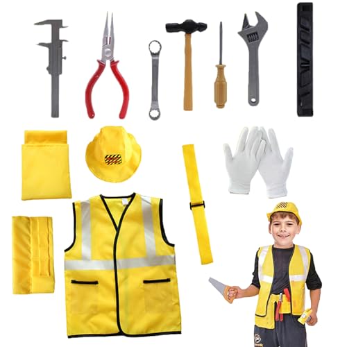 6PCS -Bauarbeiter Kostüm Kids, weiche und komfortable Kleinkind -Bauarbeiter Kostüm, Leichtes Polyester Builder Kids, Tischler -Rollenspiel für Kinder 6PCS -Bauarbeiter Kostüm Kids, weiche und komfortable Kleinkind -Bauarbeiter Kostüm, Leichtes Polyester Builder Kids, Tischler -Rollenspiel für Kinder von Porgeel