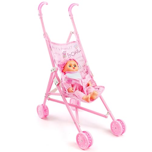 Babypuppe mit Kinderwagen 2pcs Set Faltbare realistische Babypuppenwagen weiche hautfreundliche Puppen-Kinderwagen-Spielzeug für interaktive Spiele des Rollenspiels für R Babypuppe mit Kinderwagen 2pcs Set Faltbare realistische Babypuppenwagen weiche hautfreundliche Puppen-Kinderwagen-Spielzeug für interaktive Spiele des Rollenspiels für R von Porgeel