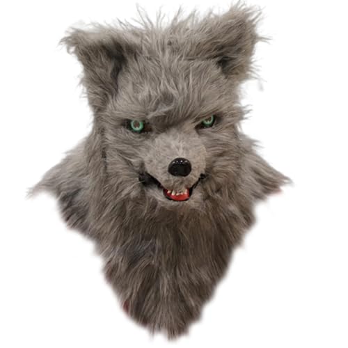 Fox Maske gruselige realistische Fuchs Fuchs Purry Head Full Head Halloween Maske mit beweglicher Kiefer atmungsaktiv für Halloween -Kostüm grau Fox Maske gruselige realistische Fuchs Fuchs Purry Head Full Head Halloween Maske mit beweglicher Kiefer atmungsaktiv für Halloween -Kostüm grau von Porgeel